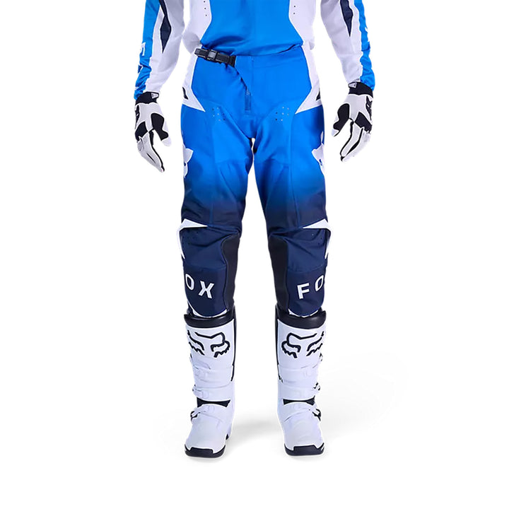 Fox Racing 180 Shield Pant Blue - Front View of Model Posing in Pants