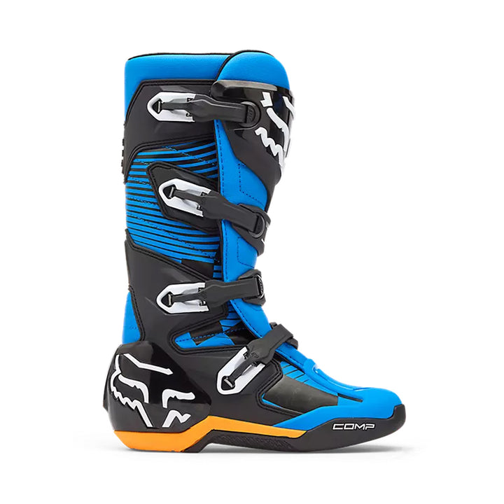 Fox Racing Comp Boots Blue - Outer Side View