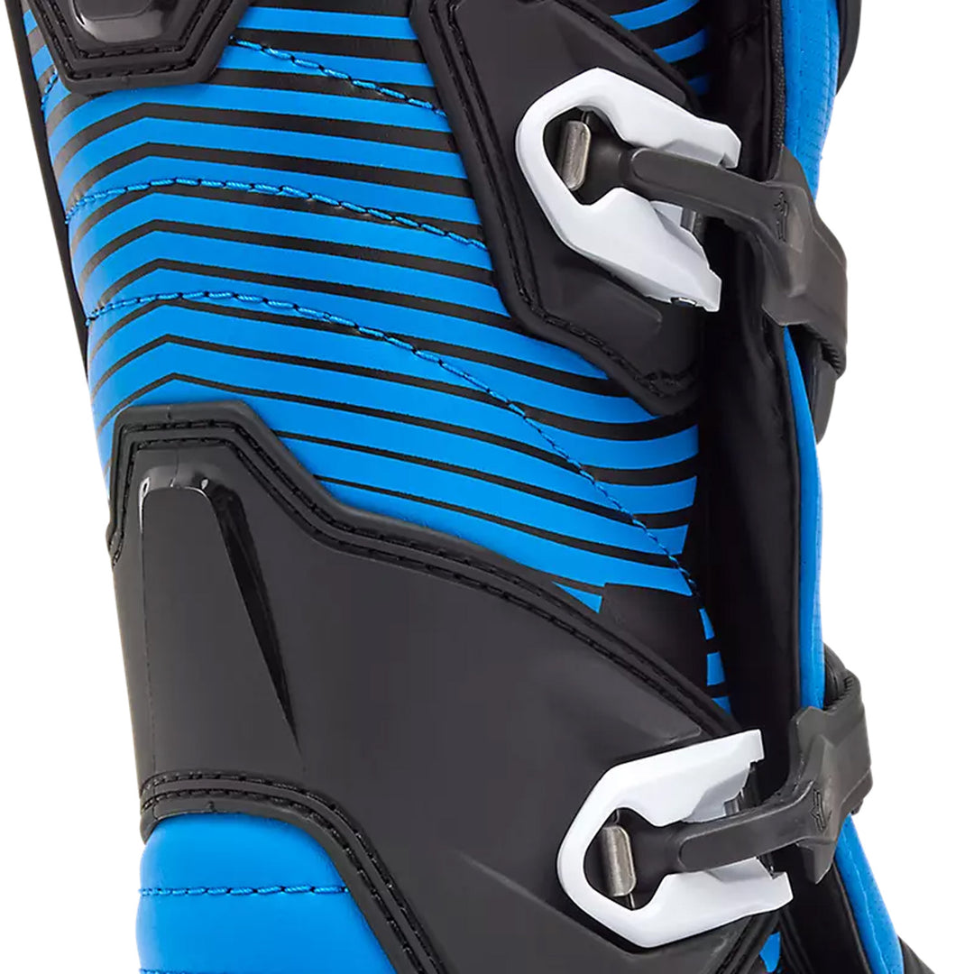 Fox Racing Comp Boots Blue - Close-Up of Rear View with Buckles