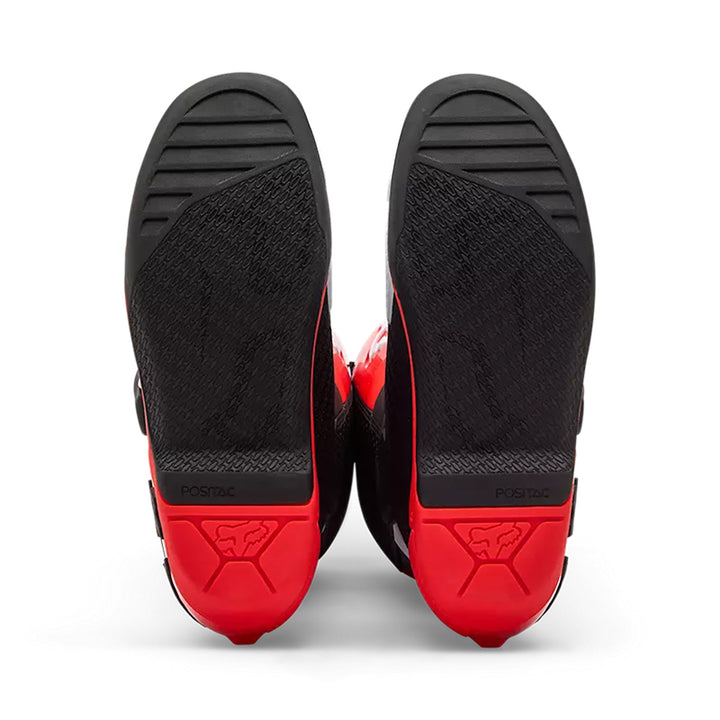 Fox Racing Comp Boots White/Fluorescent Red - Sole View of Pair
