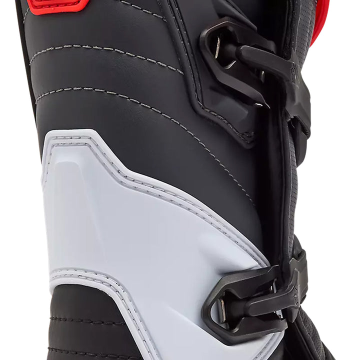 Fox Racing Comp Boots White/Fluorescent Red - Close-Up Rear View of Buckles