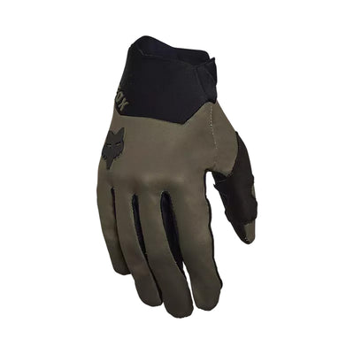 Fox Racing Defend Wind Gloves Olive Green - Back of Hand View