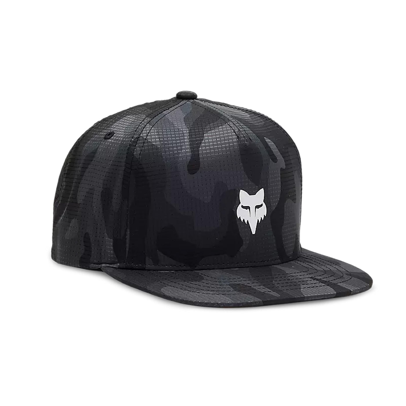 Fox Racing Fox Head Camo Tech Snapback Hat Black Camouflage - Front Side View