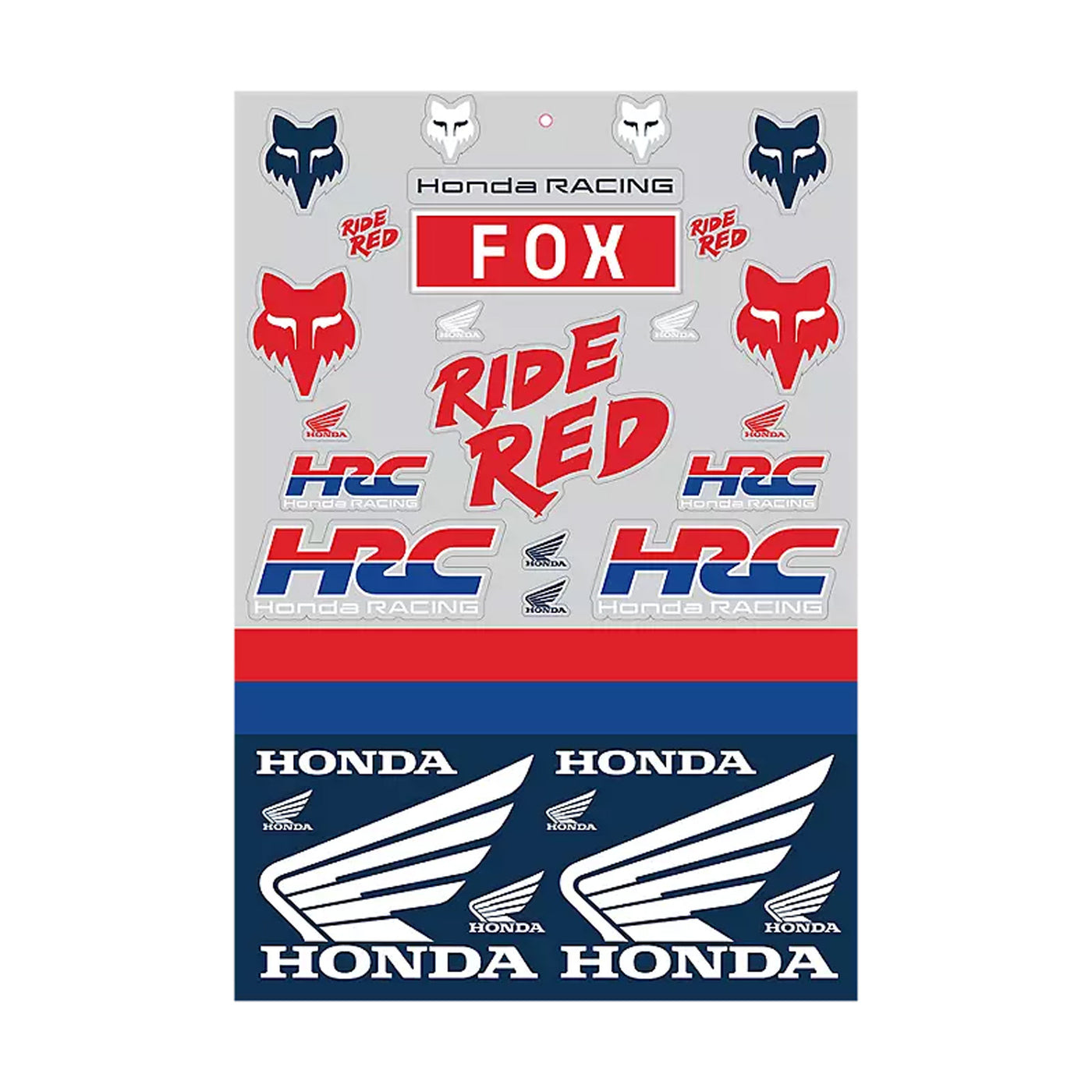 Fox Racing Honda Track Sticker Pack - Flat View of Stickers in Packaging