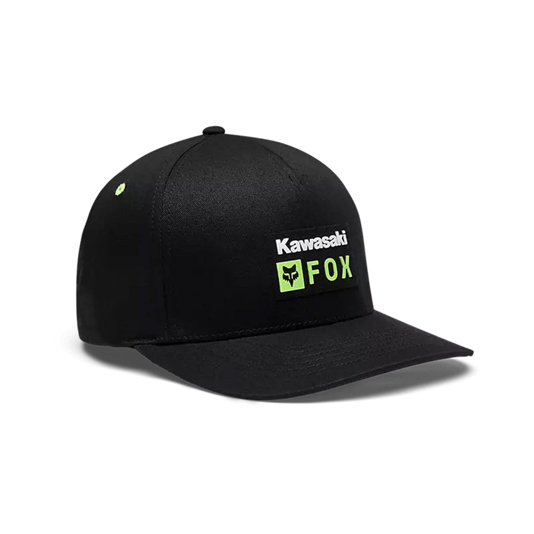 Fox Racing Kawasaki Flexfit Hat Black - Front Side View