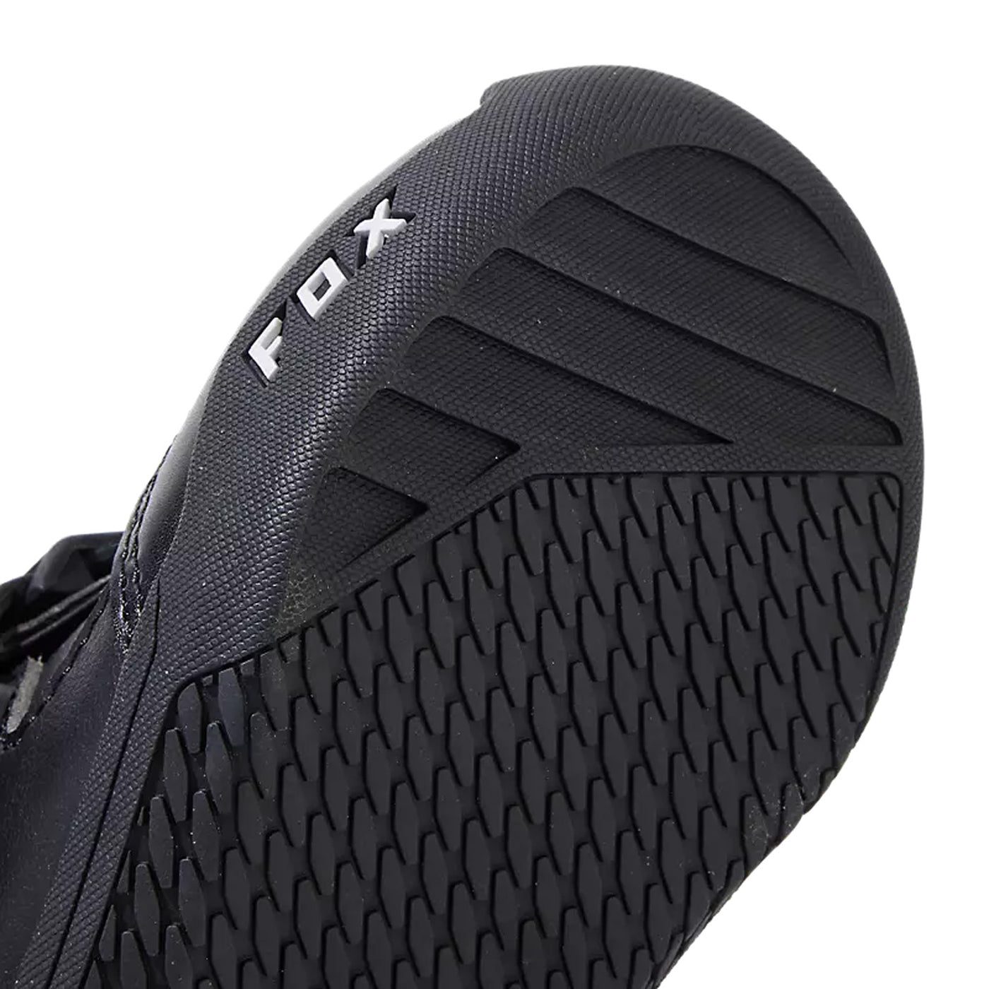 Fox Racing Kids Comp Boots Black - Close-up View of Sole & Toe