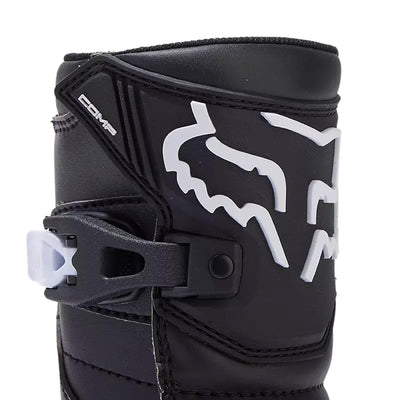 Fox Racing Kids Comp Boots Black - Close-up View of Top