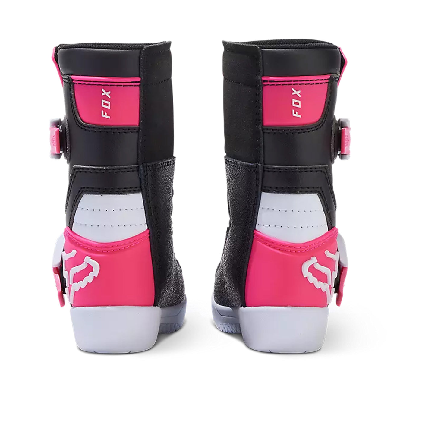 Fox Racing Kids Comp Boots Black/Pink - Rear View of Pair