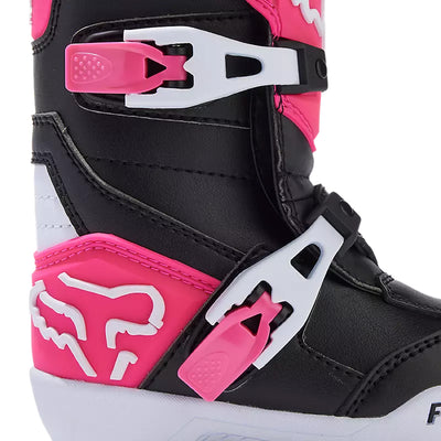 Fox Racing Kids Comp Boots Black/Pink - Close-up View of Ankle & Buckles