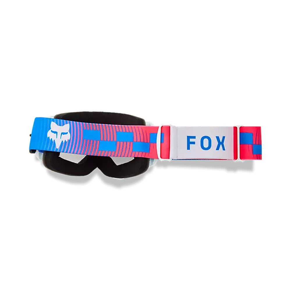 Fox Racing Main Collect Goggles Blue/Pink - Rear View with Strap Extended to One Side