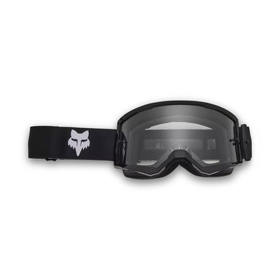 Fox Racing Main Core Clear Lens Goggles Black - Front View with Side Strap