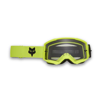 Fox Racing Main Core Clear Lens Goggles Fluorescent Yellow - Front View with Side Strap