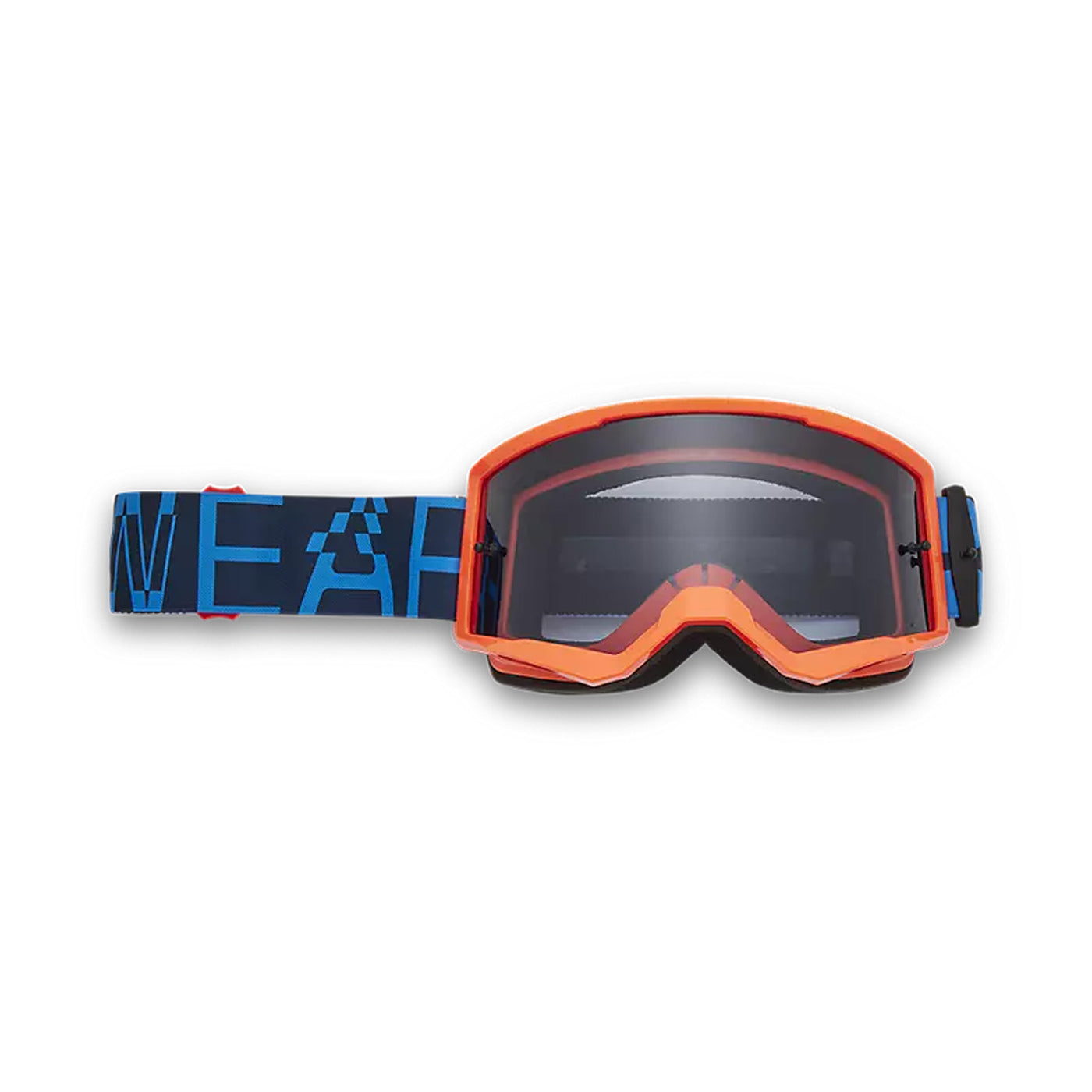 Fox Racing Main Race Spec Mirrored Lens Goggles True Blue - Front View with Side Strap