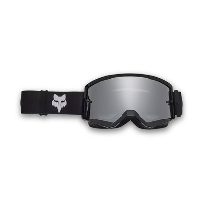 Fox Racing Main Core Mirrored Lens Goggles Black - Front View with Side Strap