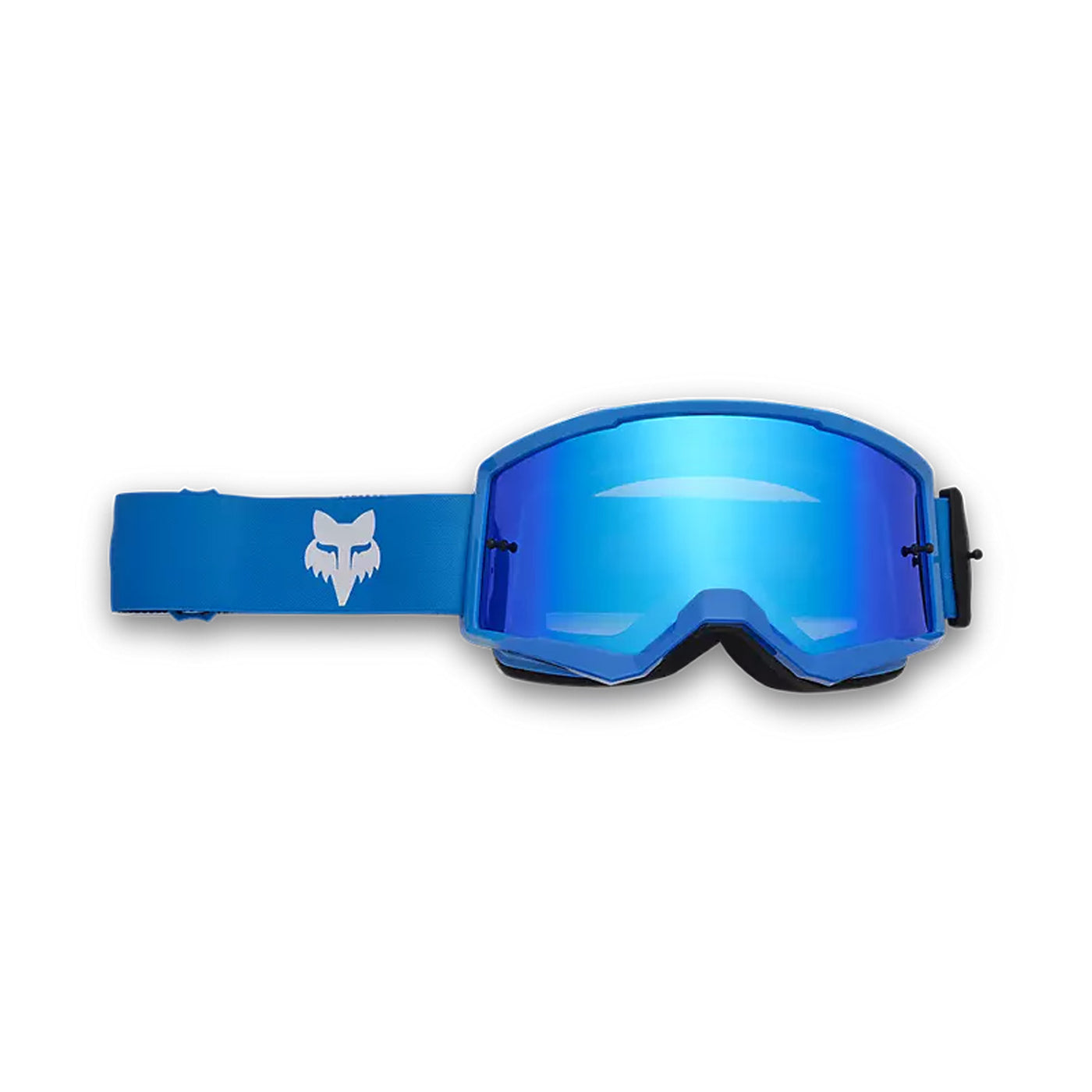 Fox Racing Main Core Mirrored Lens Goggles True Blue - Front View with Side Strap