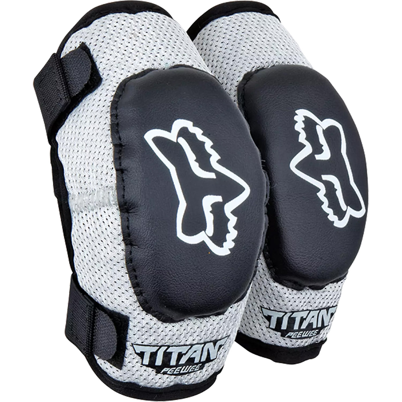 Fox Racing Peewee Titan Elbow Pads Black/Silver - Front Side View of Pair