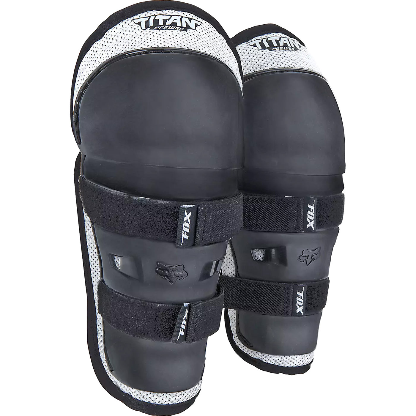 Fox Racing Peewee Titan Knee/Shin Pads Black/Silver - Front View of Pair