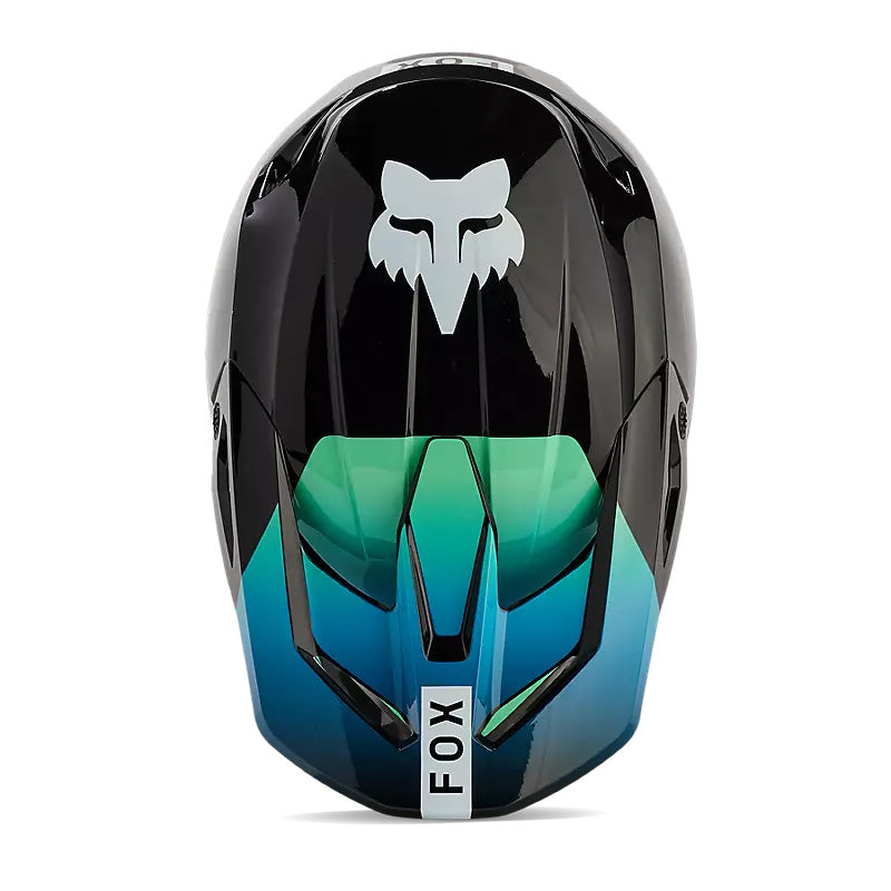 Fox Racing V1 Ballast Helmet Black/Blue - Top Down View