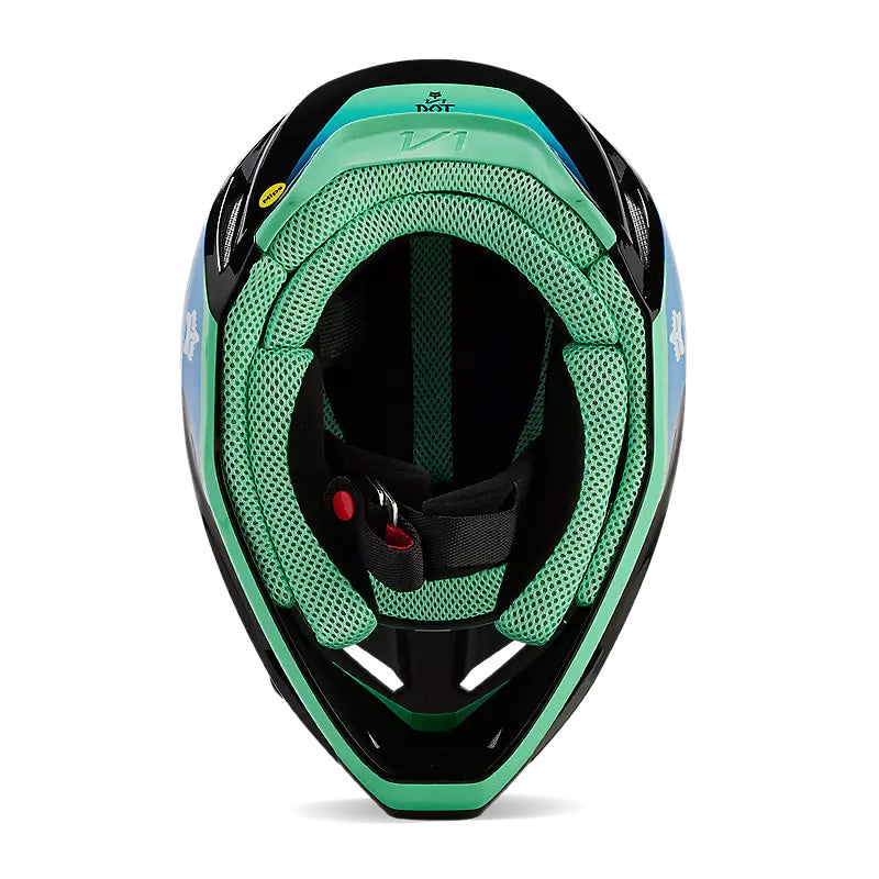 Fox Racing V1 Ballast Helmet Black/Blue - Bottom Up View