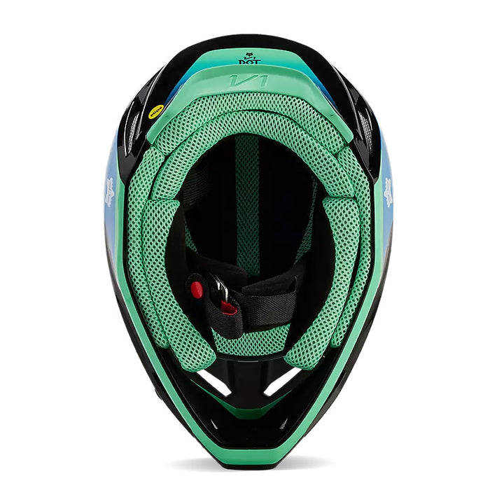 Fox Racing V1 Ballast Helmet Black/Blue - Bottom Up View