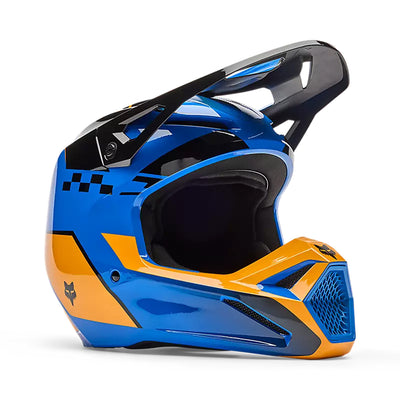 Fox Racing V1 Collect Helmet Blue - Front Right Side View