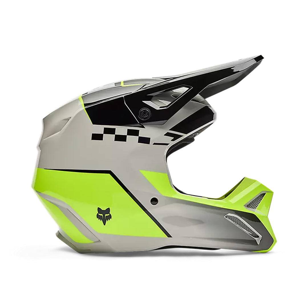 Fox Racing V1 Collect Helmet Grey/Yellow - Right Side View