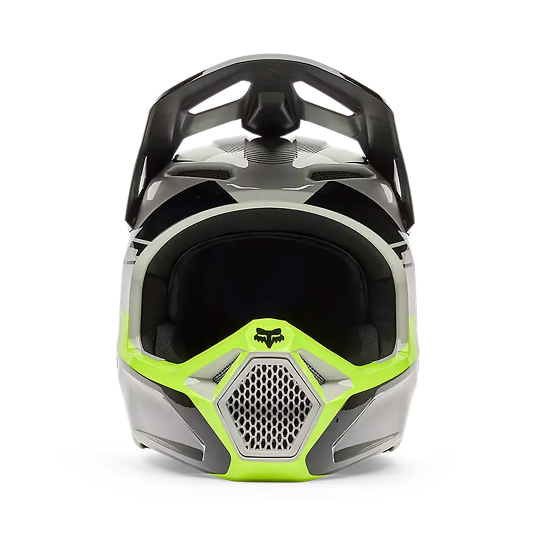 Fox Racing V1 Collect Helmet Grey/Yellow - Front View