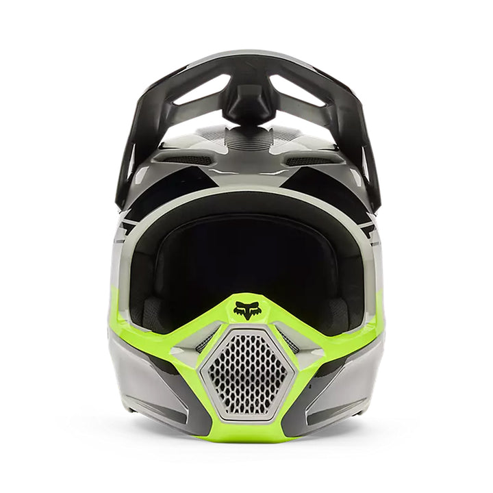 Fox Racing V1 Collect Helmet Grey/Yellow - Front View