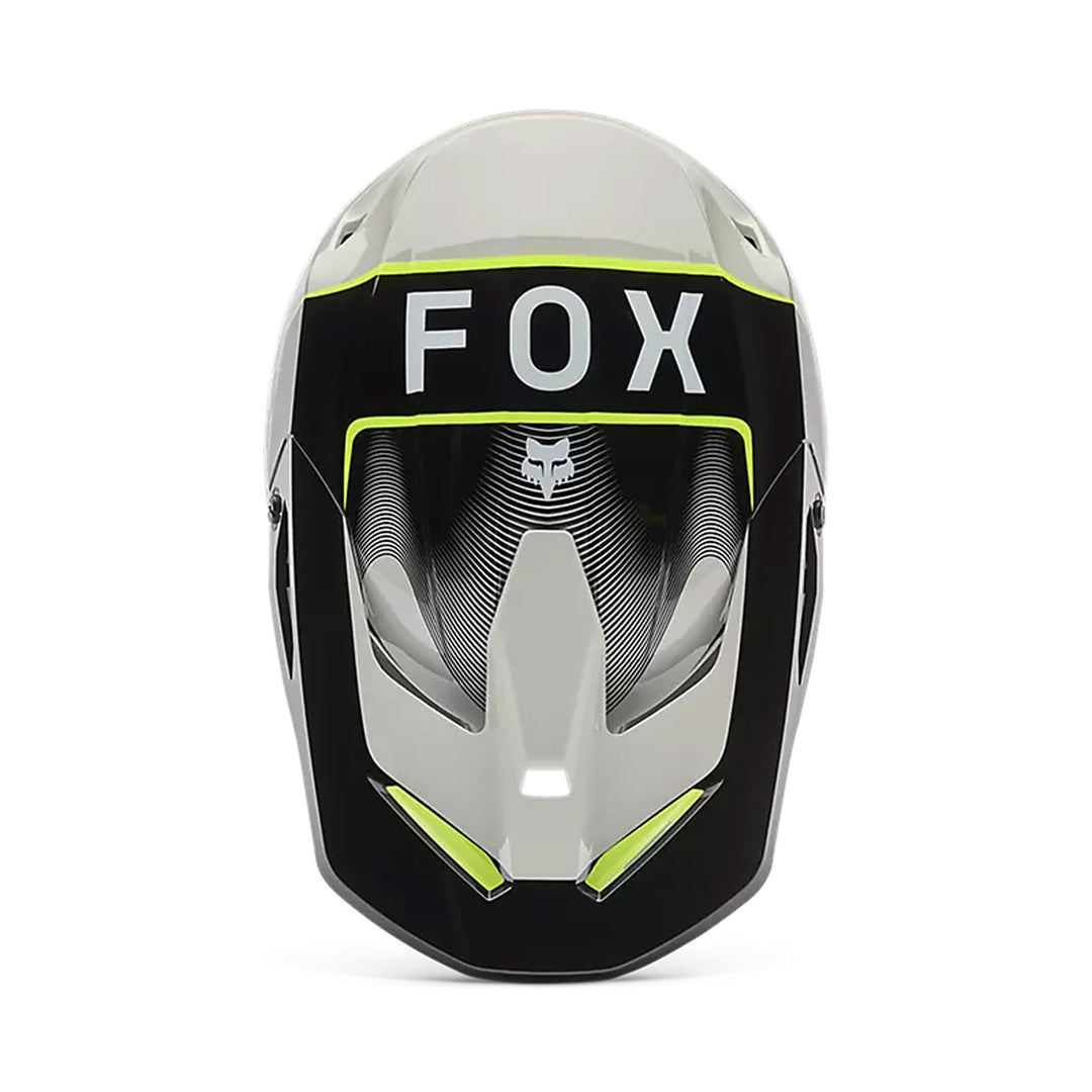 Fox Racing V1 Collect Helmet Grey/Yellow - Top Down View