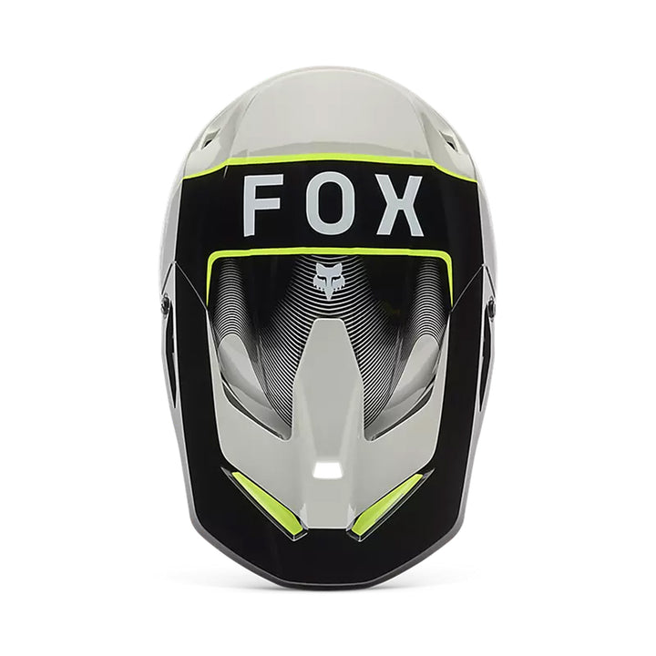 Fox Racing V1 Collect Helmet Grey/Yellow - Top Down View