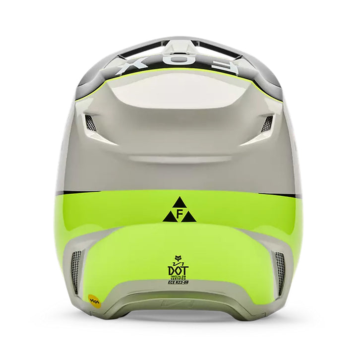 Fox Racing V1 Collect Helmet Grey/Yellow - Rear View