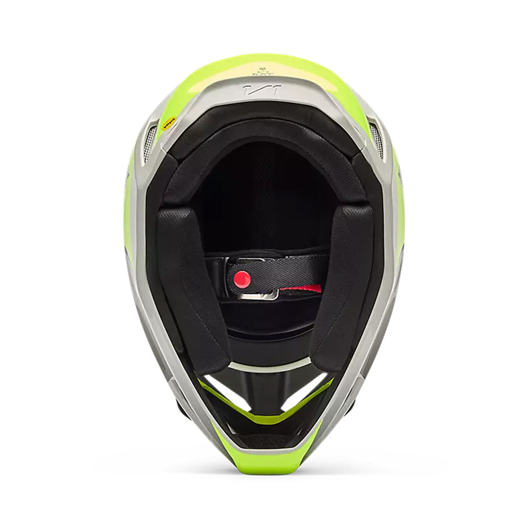 Fox Racing V1 Collect Helmet Grey/Yellow - Bottom Up View