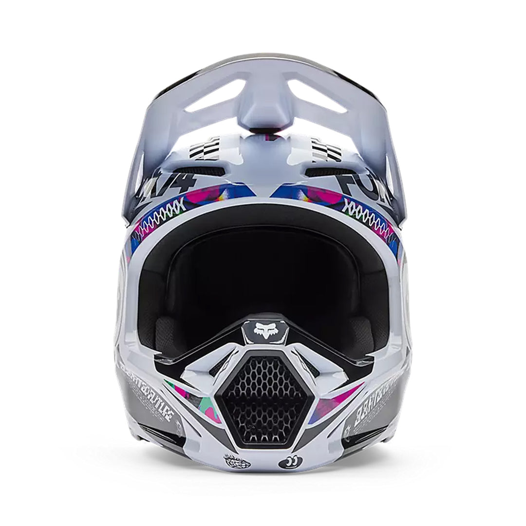 Fox Racing V1 Image Cosmo Helmet White/Black - Front View