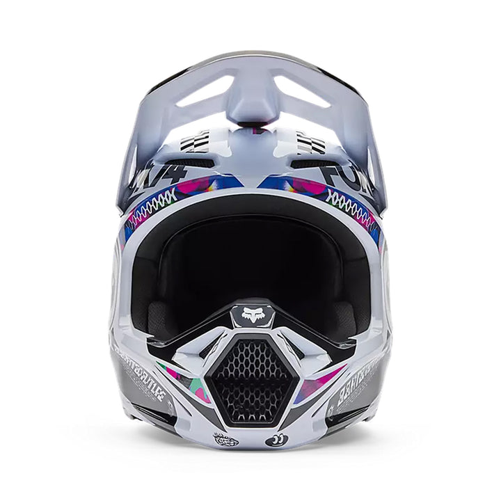 Fox Racing V1 Image Cosmo Helmet White/Black - Front View