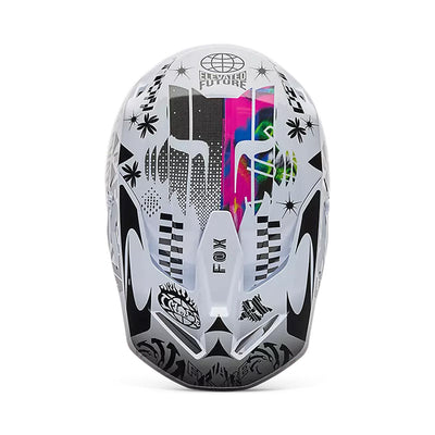 Fox Racing V1 Image Cosmo Helmet White/Black - Top Down View