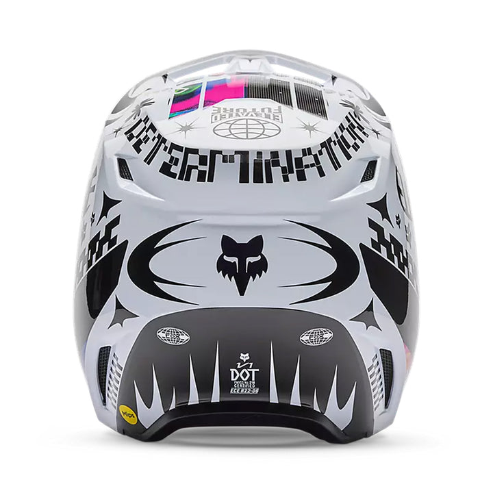Fox Racing V1 Image Cosmo Helmet White/Black - Rear View