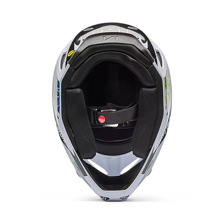 Fox Racing V1 Image Cosmo Helmet White/Black - Bottom Up View