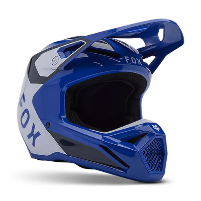 Fox Racing V1 Lean Helmet Blue - Front Side View