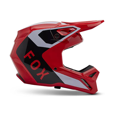 Fox Racing V1 Lean Helmet Fluorescent Red - Side View