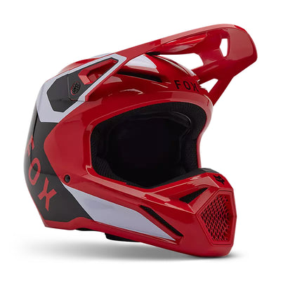 Fox Racing V1 Lean Helmet Fluorescent Red - Front Side View