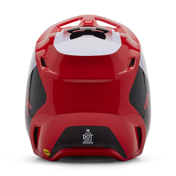 Fox Racing V1 Lean Helmet Fluorescent Red - Rear View