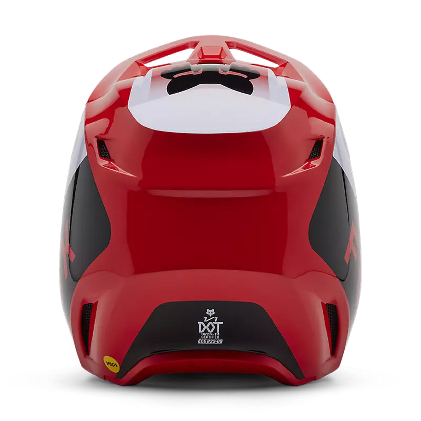 Fox Racing V1 Lean Helmet Fluorescent Red - Rear View