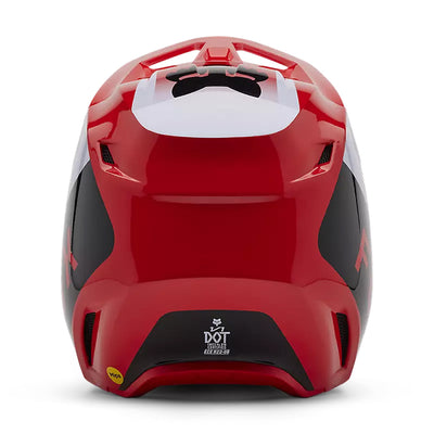 Fox Racing V1 Lean Helmet Fluorescent Red - Rear View