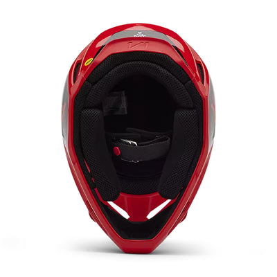 Fox Racing V1 Lean Helmet Fluorescent Red - Bottom Up View