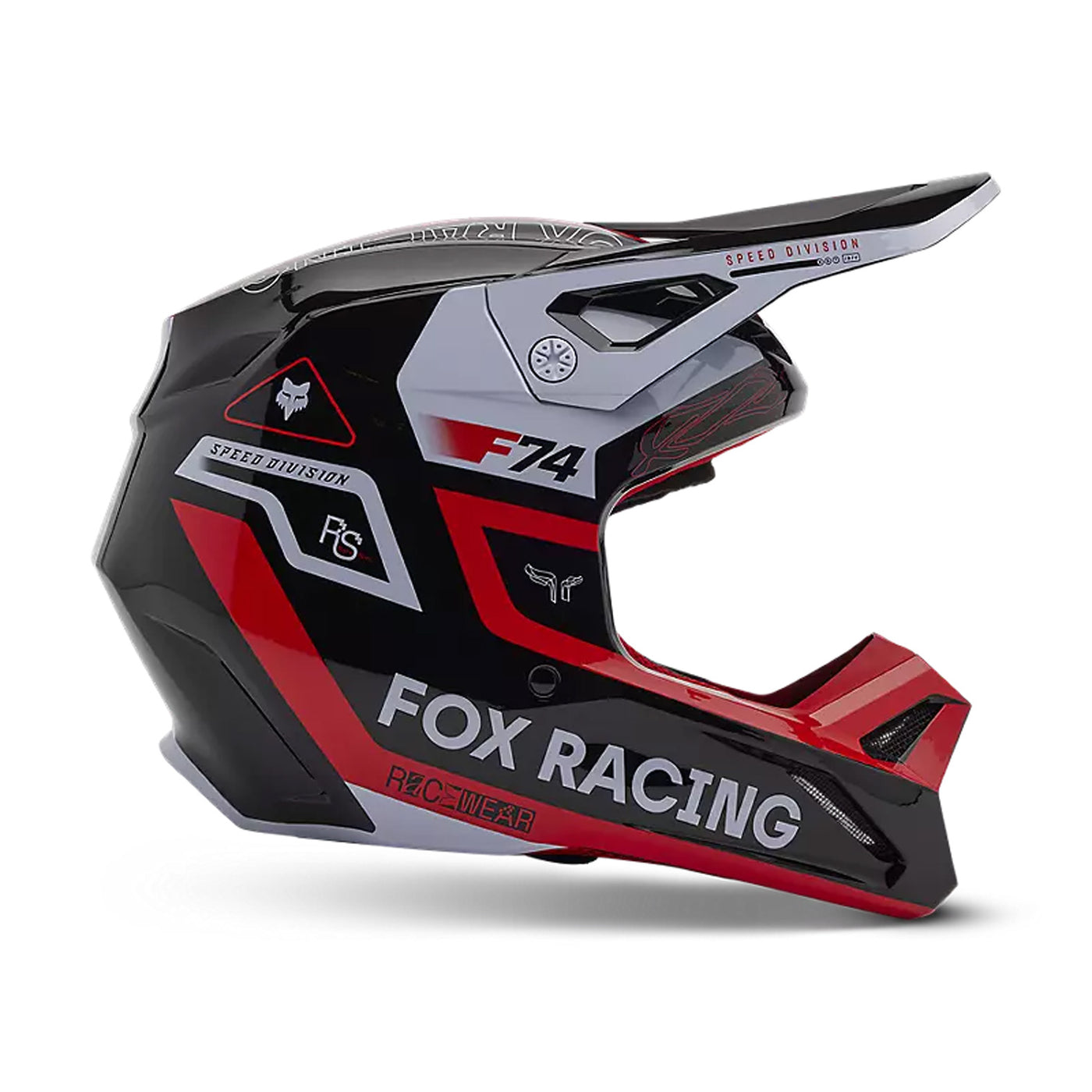 Fox Racing V1 Race Spec Helmet Fluorescent Red - Side View