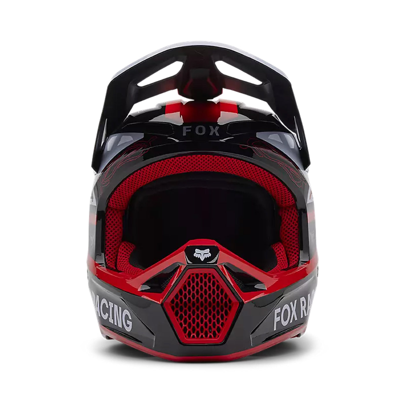 Fox Racing V1 Race Spec Helmet Fluorescent Red - Front View