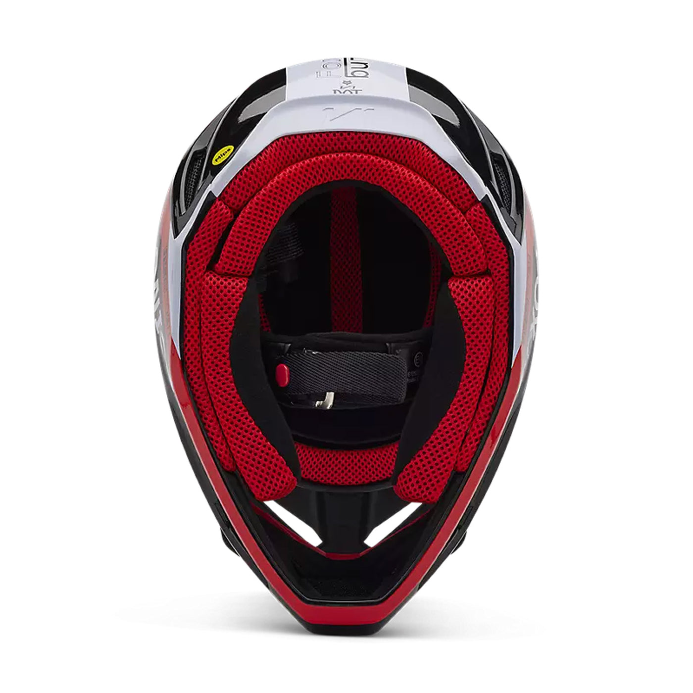 Fox Racing V1 Race Spec Helmet Fluorescent Red - Bottom Up View