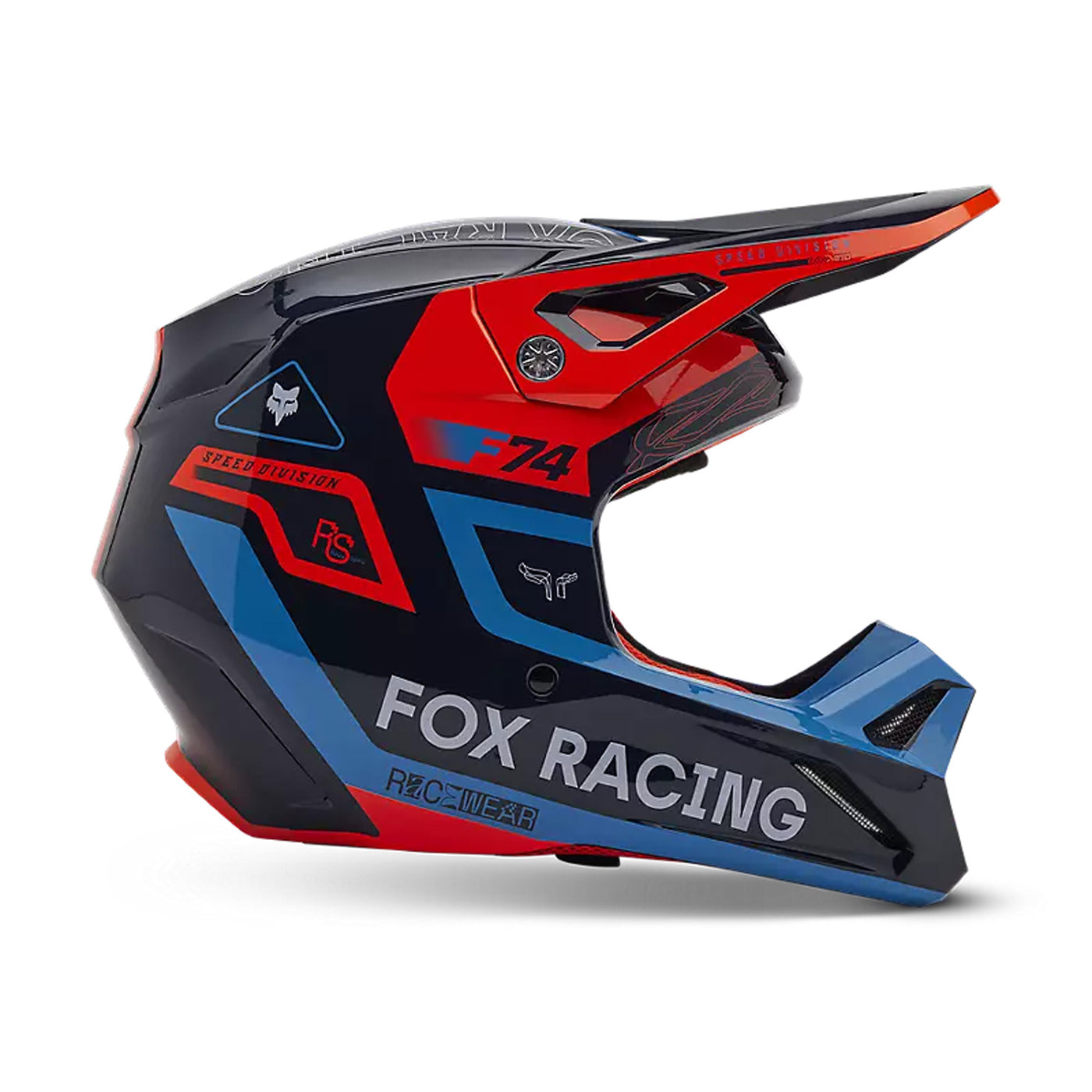 Fox Racing V1 Race Spec Helmet Midnight Blue - Side View