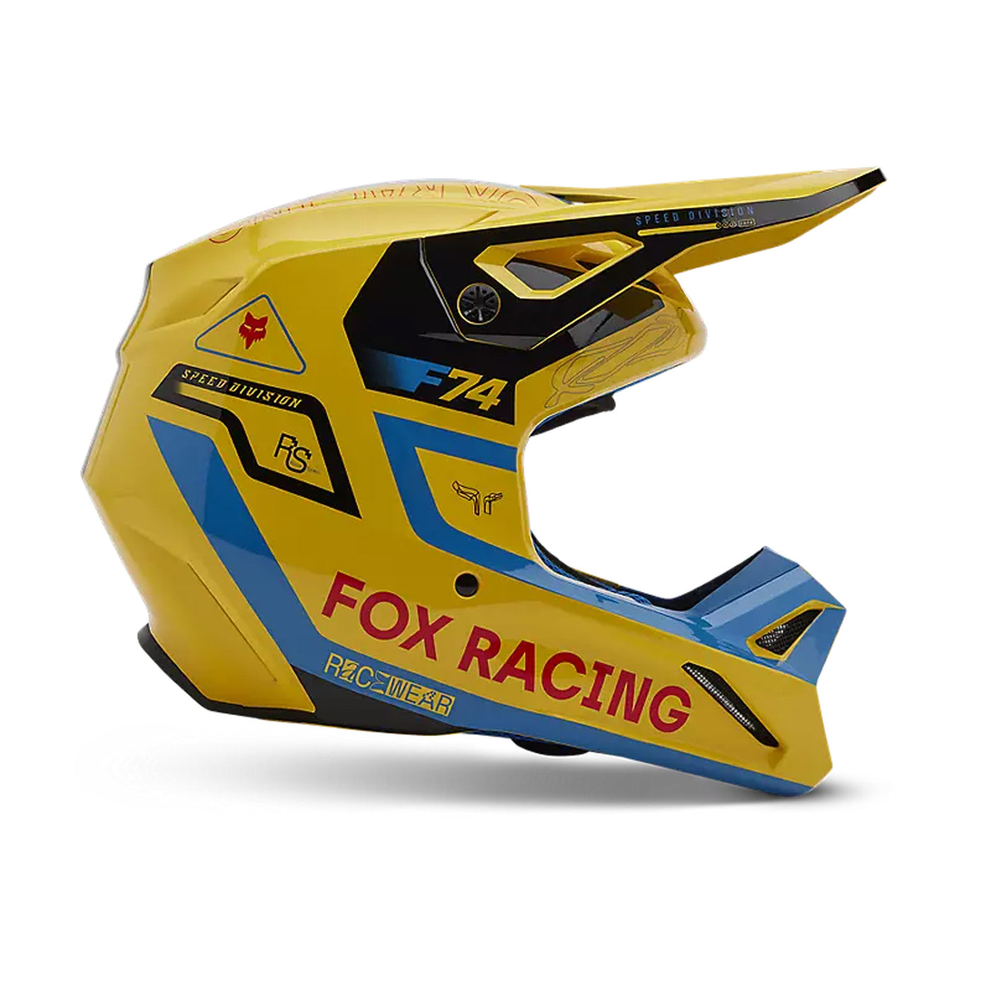 Fox Racing V1 Race Spec Helmet Pale Yellow - Side View