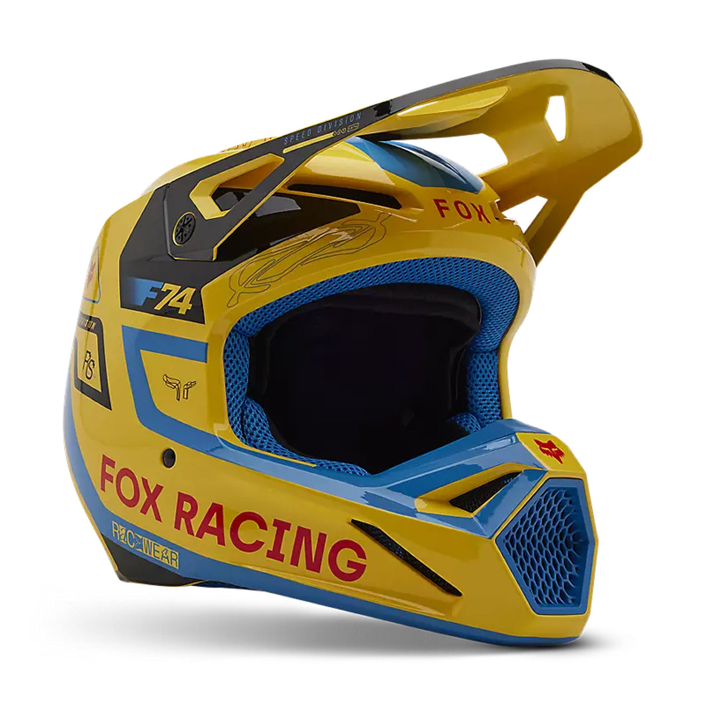 Fox Racing V1 Race Spec Helmet Pale Yellow - Front Side View